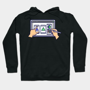 Drawing on Tablet Cartoon Hoodie